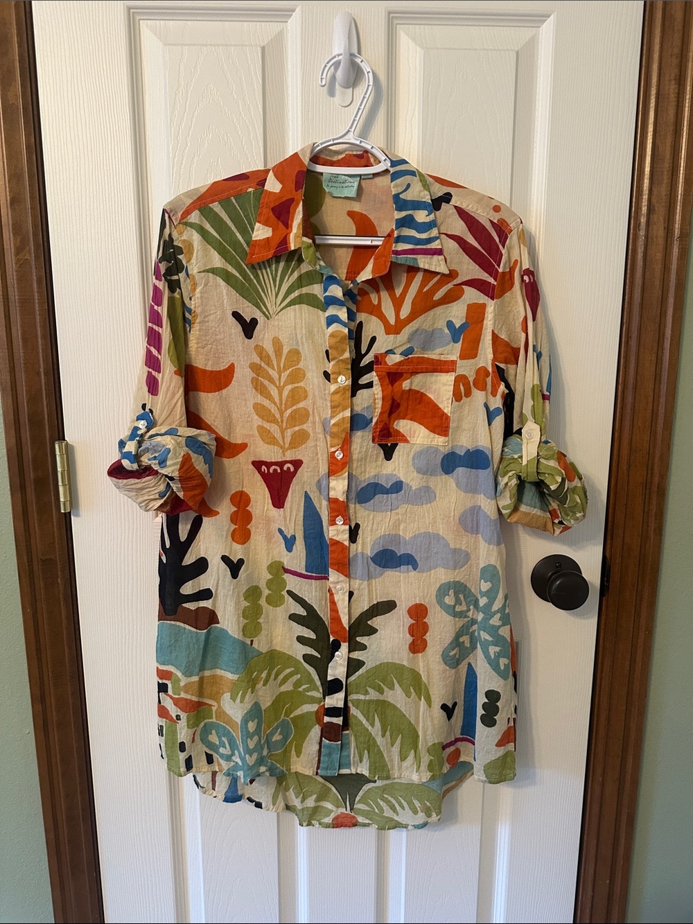 Women’s Multicolor Printed Tunic Shirt - Relaxed Button-Up